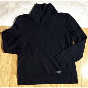 Armani Exchange Sweater Mens Medium Black‎ Pullover Mock Neck Front Pocket Logo